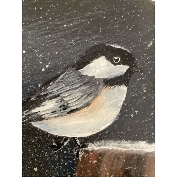 Handpainted Bird on Slate with Easel Signed 6” Round Signed - Picture 6 of 6